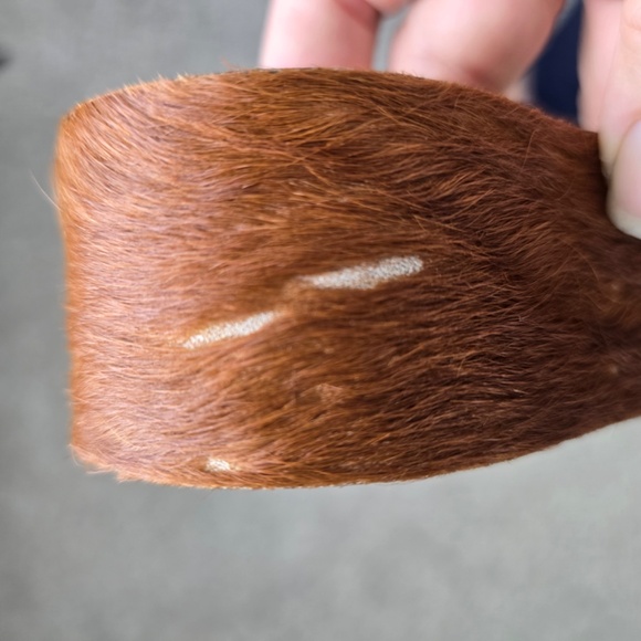 Genuine Cowhide Hair On Hide Leather Belt Womens 36 Brown White - Picture 11 of 15